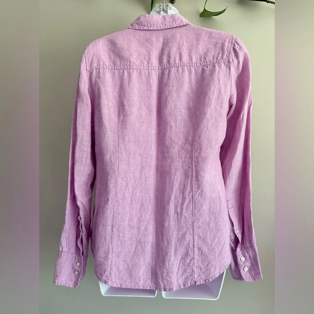 J. Crew Baird McNutt Irish Linen Lavender Linen Button-Down Shirt Slim size 6 - Picture 2 of 7